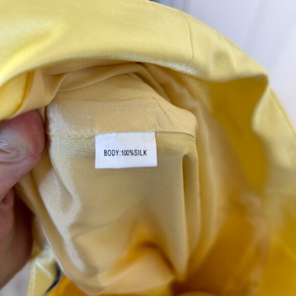 Vintage 100% silk Kay Unger Skirt Women 8 Yellow maxi lined high waisted pleated - Picture 6 of 11